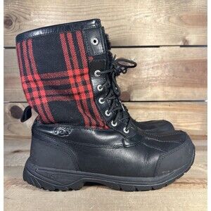 Mens Size 10.5 - Ugg Australia Butte Plaid Black/Red High Top Lace Up Boots Shoe